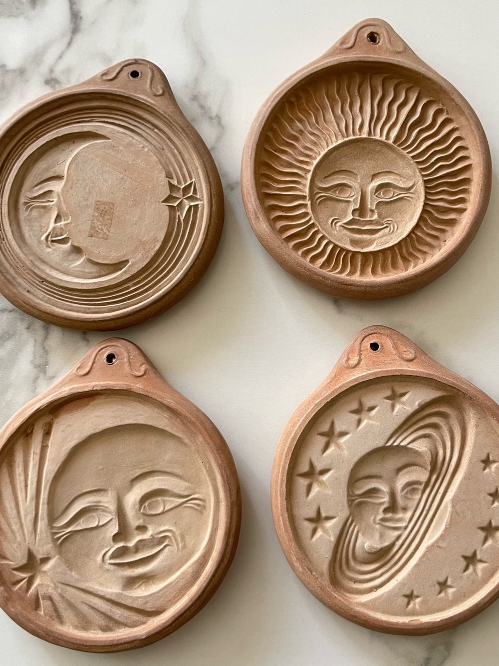 Vintage Hartstone Clay Cookie Molds Celestial Set of Four